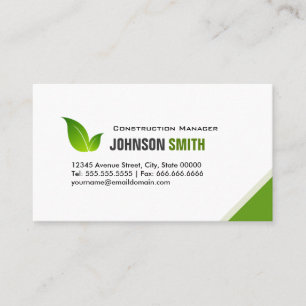 Construction Manager - Elegant Modern Green Business Card