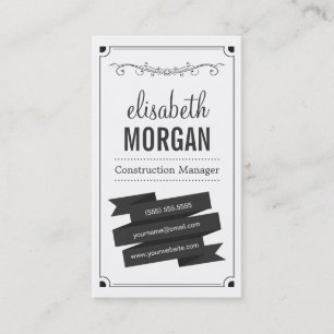 Construction Manager - Retro Black and White Business Card