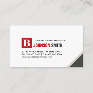 Construction Manager - Simple Chic Red Business Card