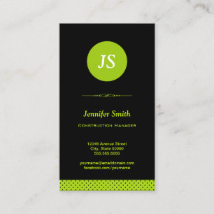 Construction Manager - Stylish Apple Green Business Card