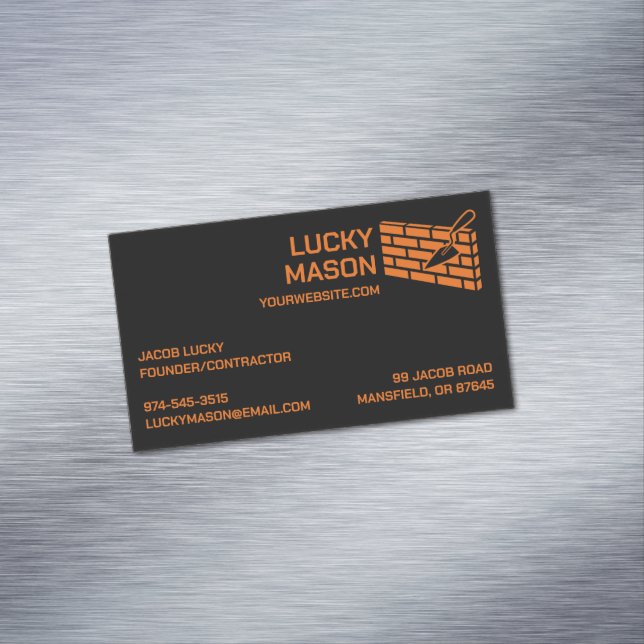 Construction Masonry Brick Magnetic Business Card (In Situ)