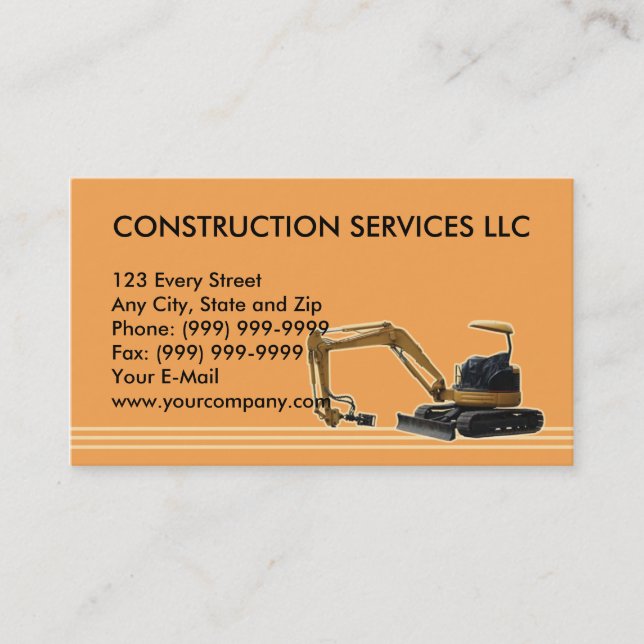 construction mechanical digger business card (Front)