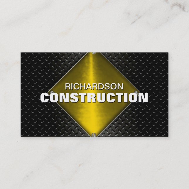 Construction Metal Business Card - Black Gold (Front)