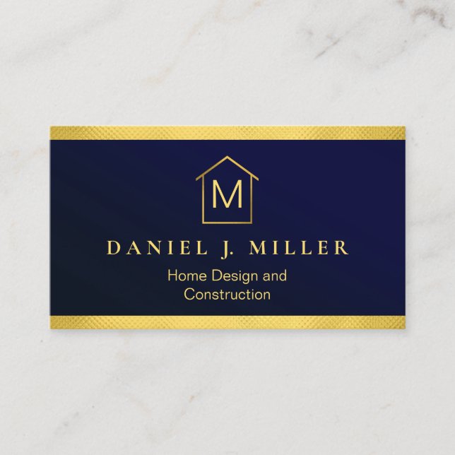 Construction Metal Framed Monogram Professional  Business Card (Front)