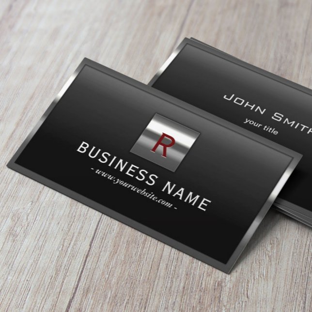 Construction Metal Framed Monogram Professional Business Card (Creator Uploaded)