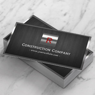 Construction Metal & Wood Monogram Professional Business Card