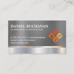 Construction Metallic General Contractor Business Card
