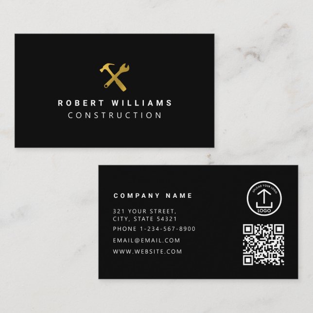 Construction Metallic Gold Handyman Tools Business Card (Front/Back)