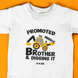 Construction Middle Brother Digging It Kid Toddler T-Shirt