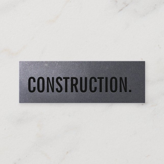 Construction Minimalist Black Typography Mini Business Card (Front)