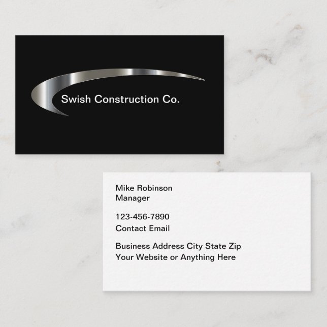 Construction Modern Classy Business Card Design (Front/Back)