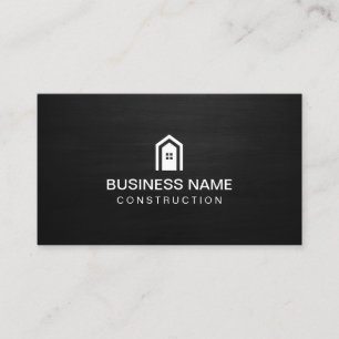 Construction Modern House Logo Dark Wood Business Card