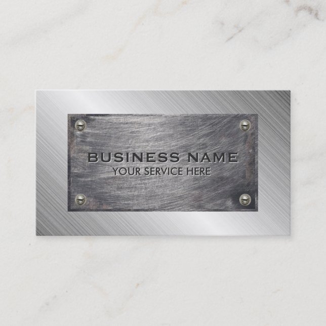 Construction Modern Metal Plate Professional Business Card (Front)