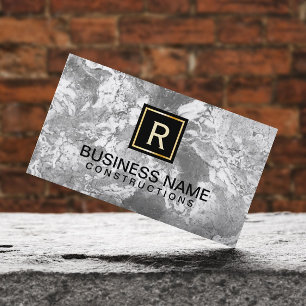 Construction Monogram Elegant Marble Modern Business Card