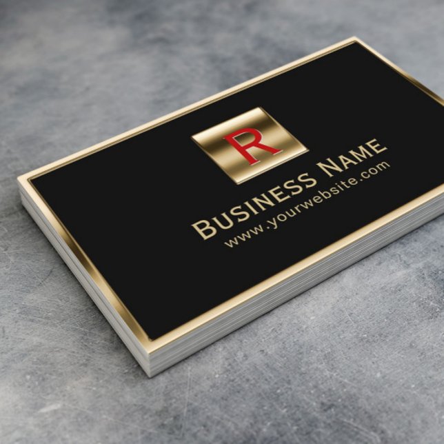 Construction Monogram Gold Framed Professional Business Card (Creator Uploaded)