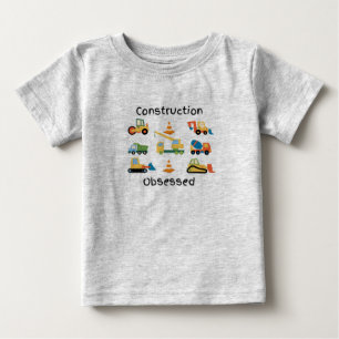 Construction Obsessed with trucks and vehicles Baby T-Shirt