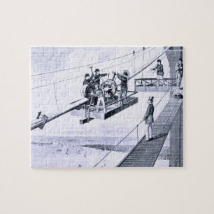 Construction of Brooklyn Bridge, New York (litho) Jigsaw Puzzle