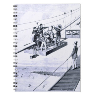 Construction of Brooklyn Bridge, New York (litho) Notebook