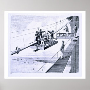 Construction of Brooklyn Bridge, New York (litho) Poster