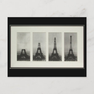 Construction of Eiffel Tower Paris France Postcard