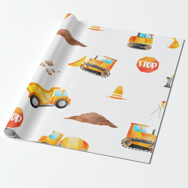 Construction on White Wrapping Paper (Unrolled)