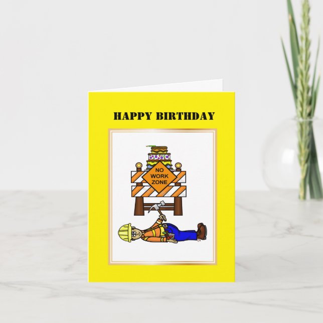 Construction or Road Worker Birthday Card (Front)