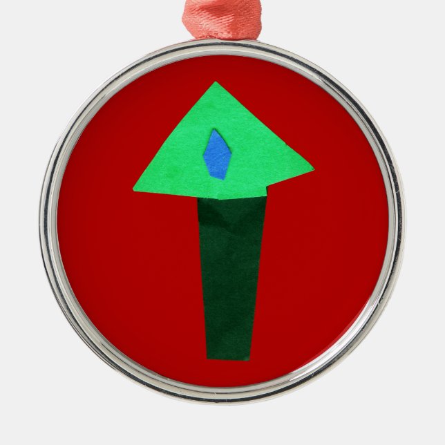 Construction Paper Cutout Christmas Tree Metal Tree Decoration (Front)