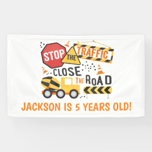 Construction Party Banner Dump Truck Birthday