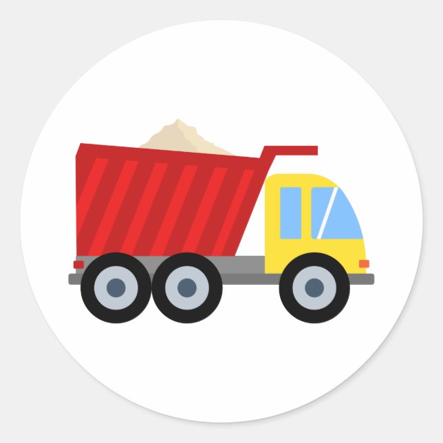 Construction Party Dump Truck Birthday Classic Round Sticker (Front)