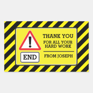 Construction party end thank you label sticker