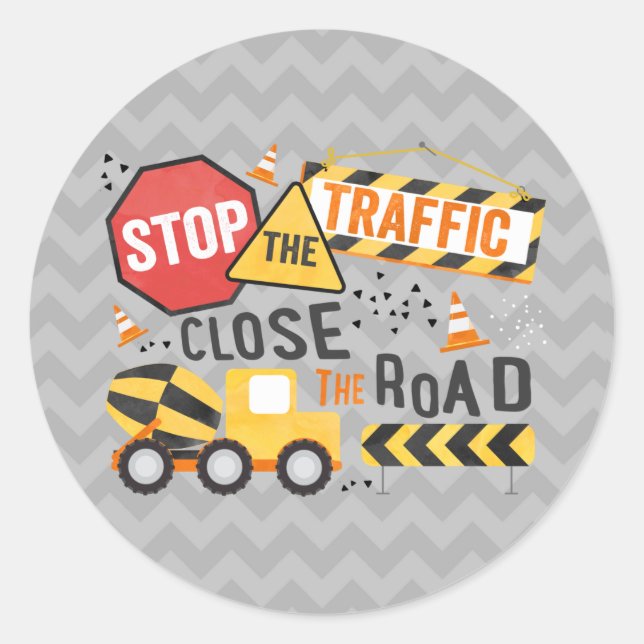 Construction Party Favour Tag Sticker Seal Label (Front)