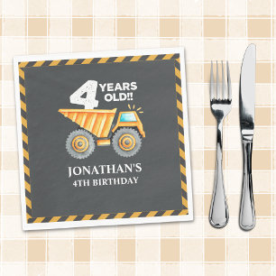 Construction Party for 4th Birthday Kids Napkin