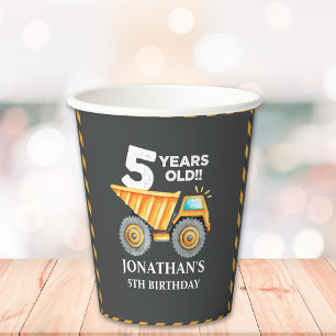 Construction Party for 5th Birthday Boy Paper Cups