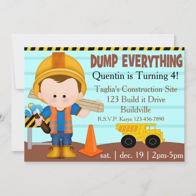 Construction Party Invite (Front)