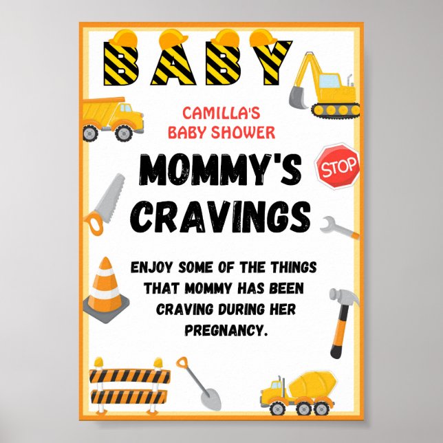 Construction Party Sign, Baby Shower  Poster (Front)