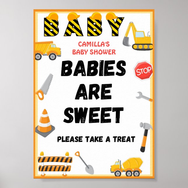 Construction Party Sign, Baby Shower Sign (Front)