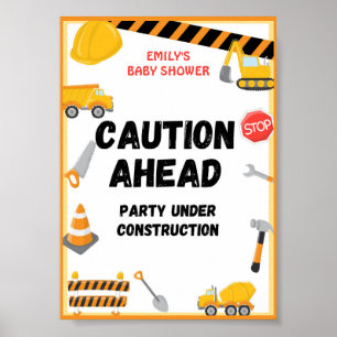 Construction Party Sign, Birthday, Baby Shower Poster