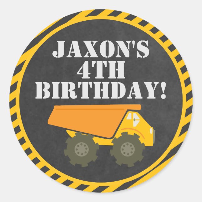 Construction Party Stickers (Front)