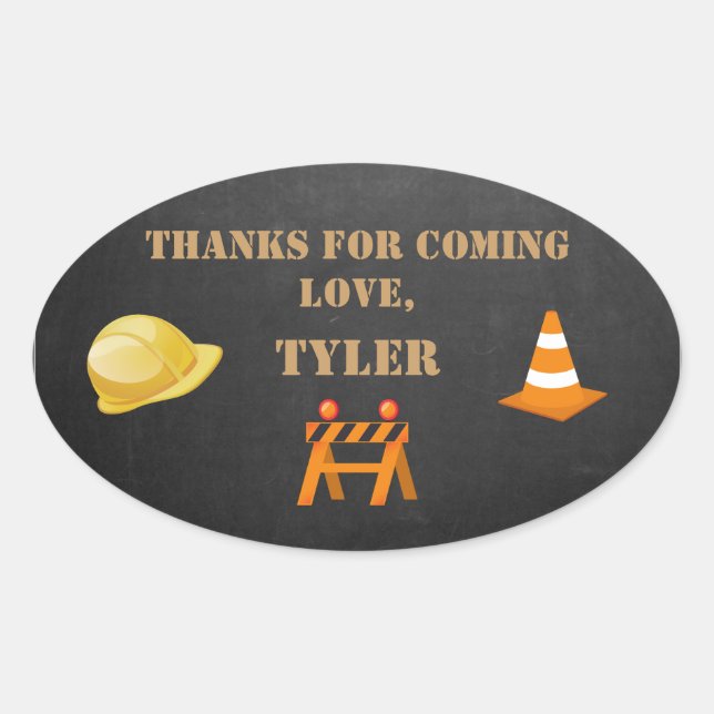 Construction Party Thank You Sticker (Front)