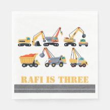 Construction party upsherin birthday napkin