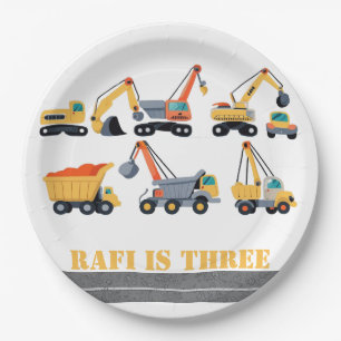 Construction party upsherin birthday napkin paper plate