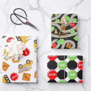 Construction Pattern Wrapping Paper Sheet
