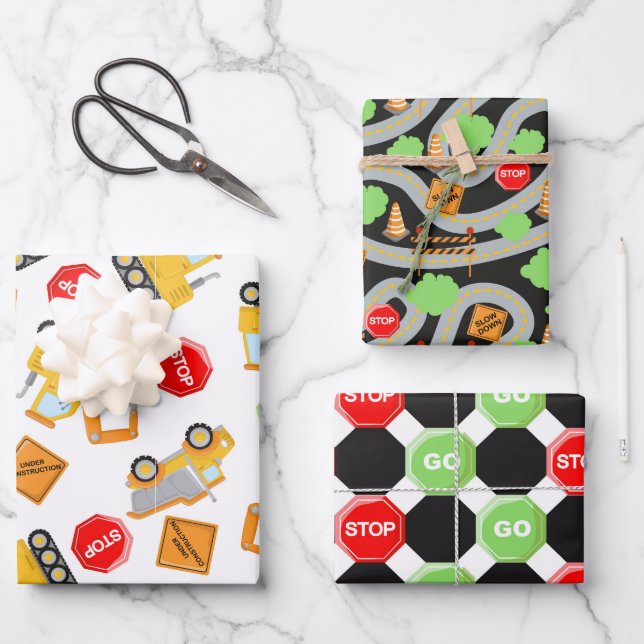 Construction Pattern Wrapping Paper Sheet (Front)