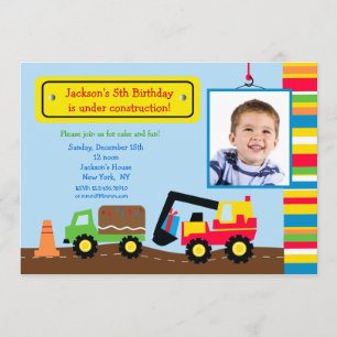 Construction Photo Birthday Party Invitation