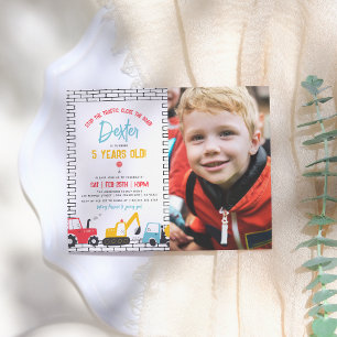 Construction Photo Boy Birthday Budget Postcard
