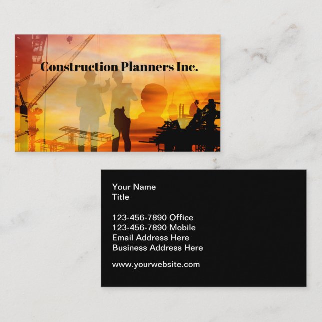 Construction Planning Service Business Cards (Front/Back)