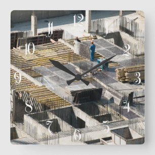 Construction plant square wall clock