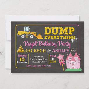 Construction & Princess Joint Birthday Invitation