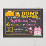 Construction & Princess Joint Birthday Invitation<br><div class="desc">All designs are © Happy Panda Print</div>