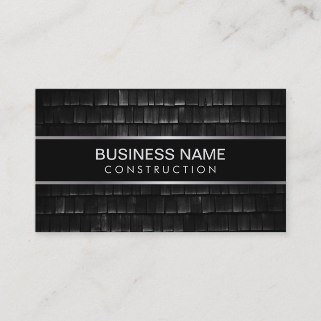 Construction Professional Black Texture Business Card (Front)
